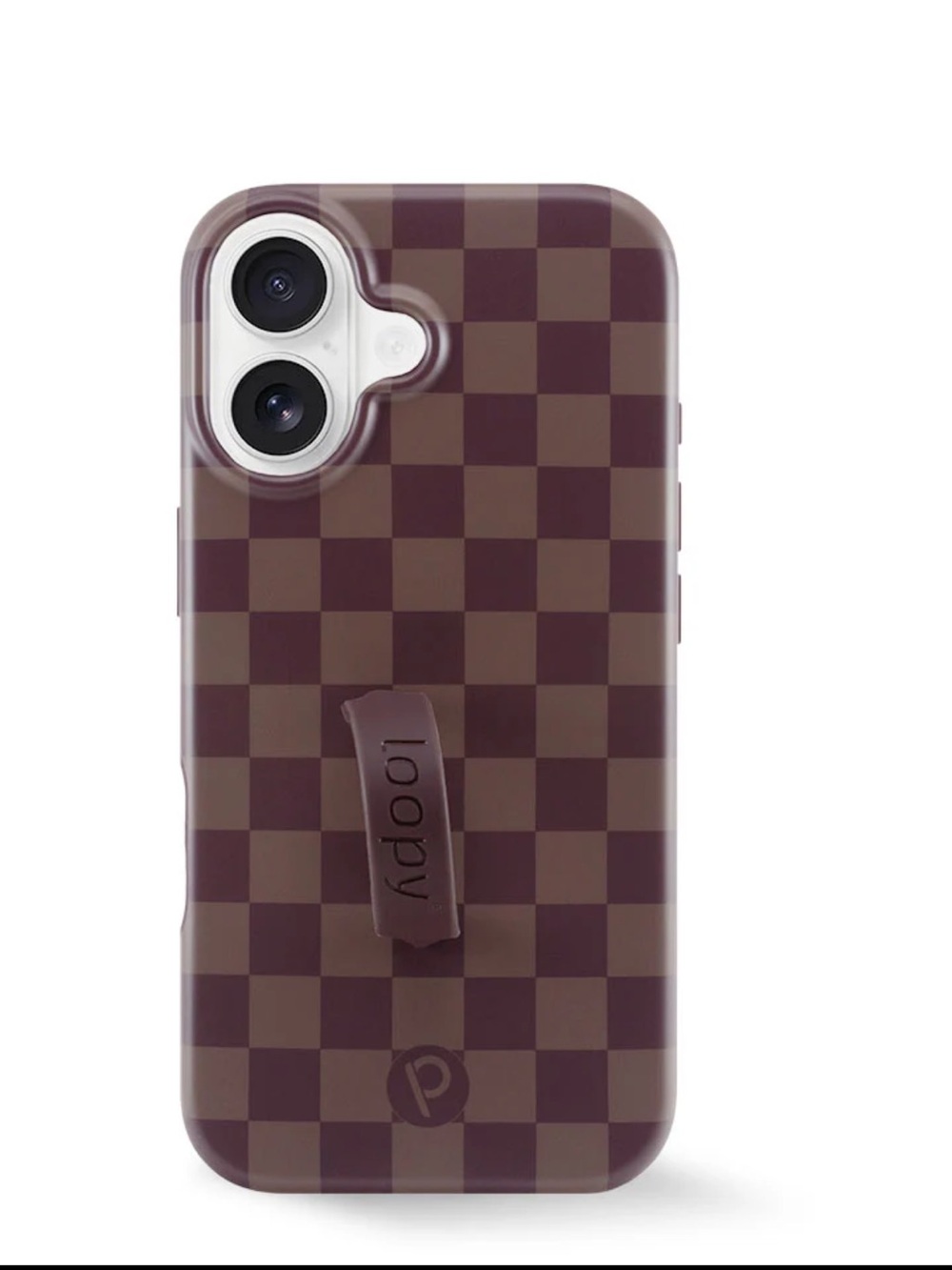 iphone 17 Loopy Case Brown Checkerboard iPhone Case with Built-In Strap